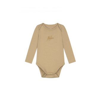 Malelions Baby Bodysuit pants set Beige
