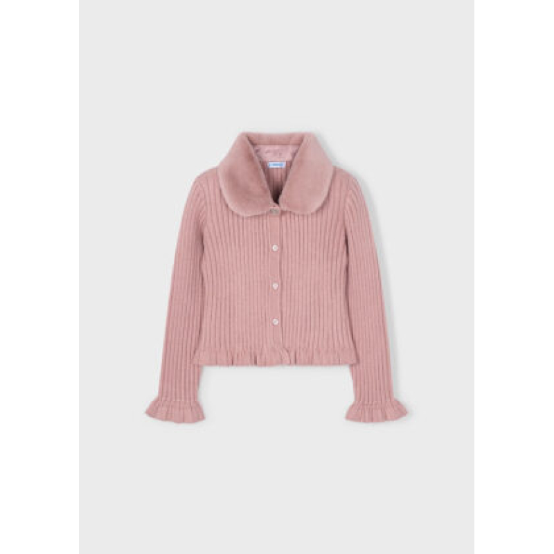 Mayoral knit vestje met glitter en afneembare kraag roze