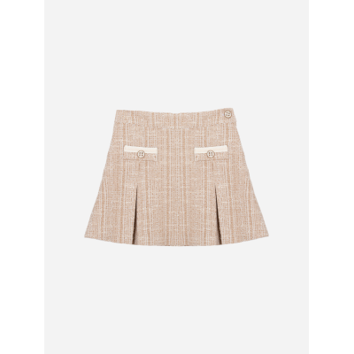 Geplooide beige tweed rok Patachou
