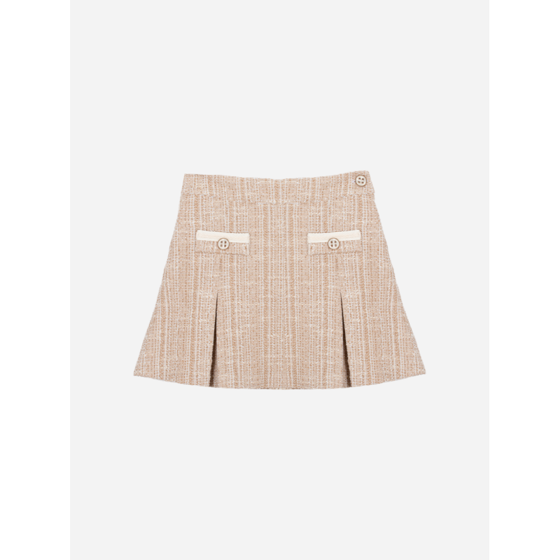Geplooide beige tweed rok Patachou
