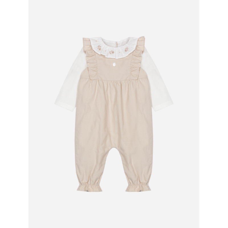 Beige met ruches en een geborduurde kraag Patachou