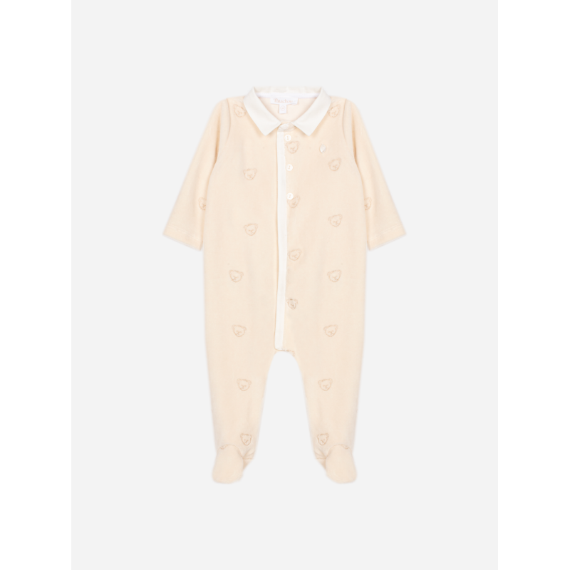 Ecrukleurig babypakje met geborduurde teddyberen Patachou