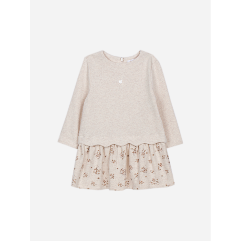 Elegante beige jurk met bloemenprint Patachou