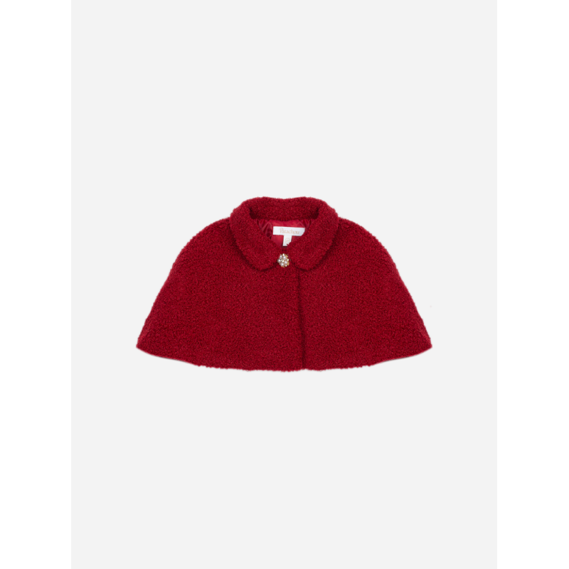 Elegante bordeauxrode cape met parelknopen Patachou