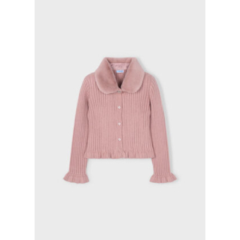 Mayoral knit vestje met glitter en afneembare kraag roze