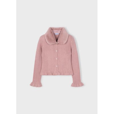 Mayoral knit vestje met glitter en afneembare kraag roze