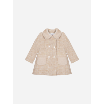 Beige tweed en bontjas Patachou