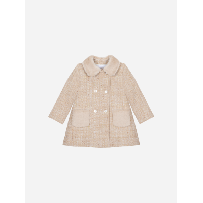 Beige tweed en bontjas Patachou
