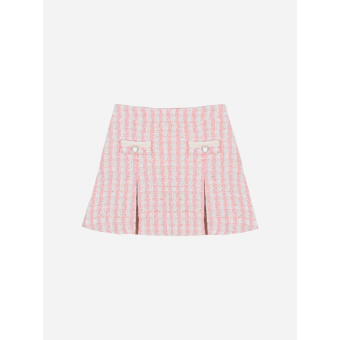 Geplooide lichtroze tweed rok Patachou