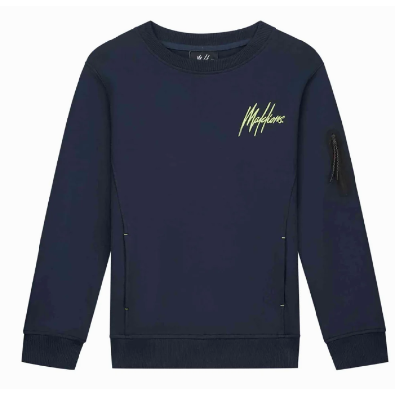 Malelions Junior Counter Sweater Navy/Bright Yellow
