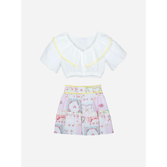 Patachou Witte set met bedrukte rok