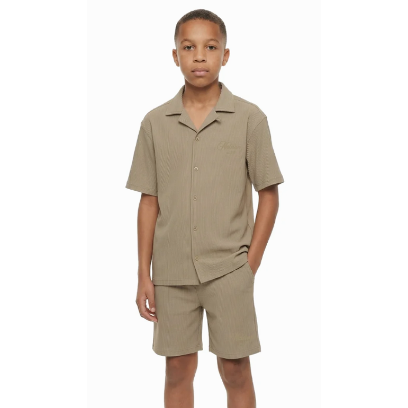 Malelions Junior Ribbed Script Short Olive Green