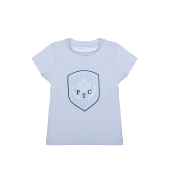 Patachou t-shirt met short set ‘ptc’ lichtblauw